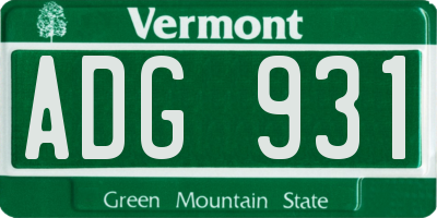 VT license plate ADG931