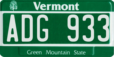 VT license plate ADG933