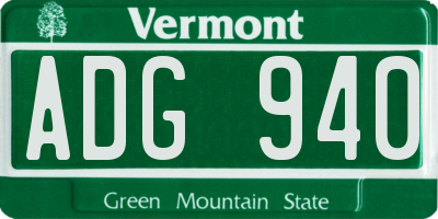 VT license plate ADG940