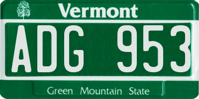 VT license plate ADG953