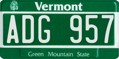 VT license plate ADG957