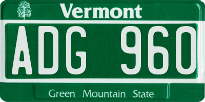 VT license plate ADG960