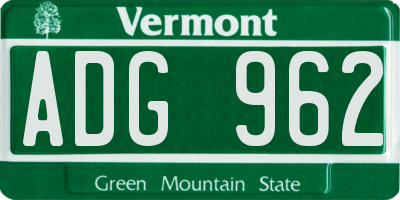 VT license plate ADG962