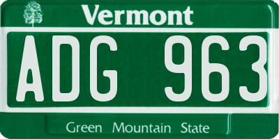VT license plate ADG963
