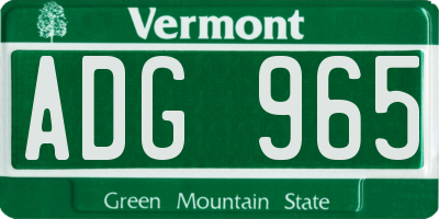 VT license plate ADG965
