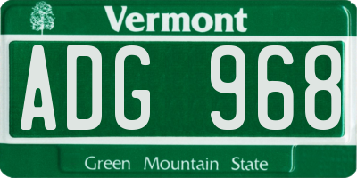 VT license plate ADG968