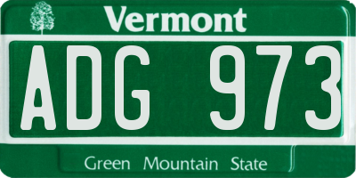 VT license plate ADG973