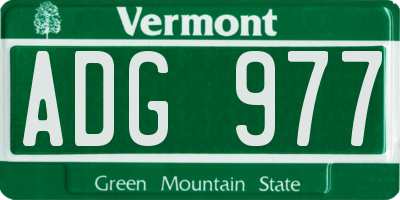 VT license plate ADG977