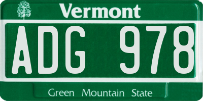 VT license plate ADG978