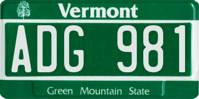 VT license plate ADG981