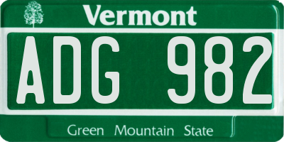 VT license plate ADG982