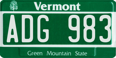VT license plate ADG983