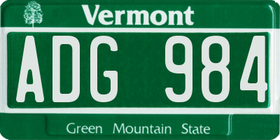 VT license plate ADG984