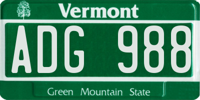 VT license plate ADG988