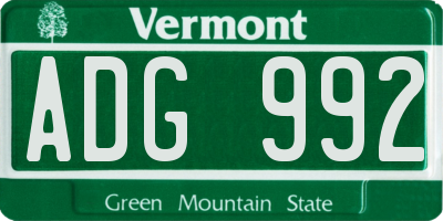 VT license plate ADG992