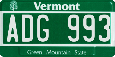 VT license plate ADG993