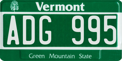 VT license plate ADG995