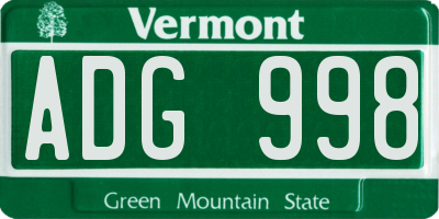 VT license plate ADG998