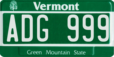 VT license plate ADG999