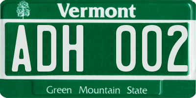 VT license plate ADH002