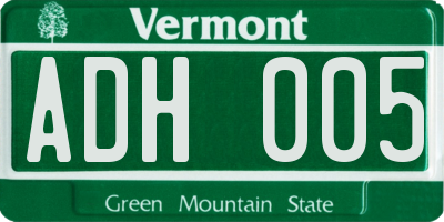 VT license plate ADH005