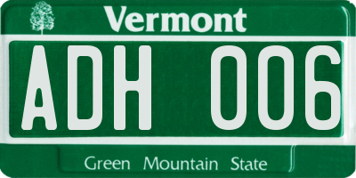VT license plate ADH006
