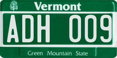 VT license plate ADH009