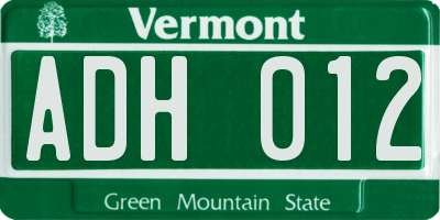 VT license plate ADH012