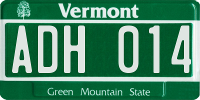 VT license plate ADH014