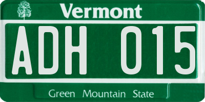VT license plate ADH015
