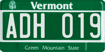 VT license plate ADH019