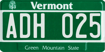VT license plate ADH025