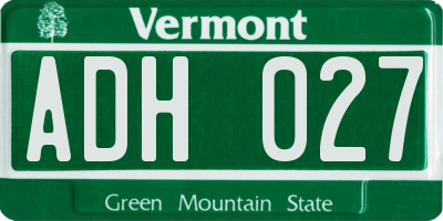 VT license plate ADH027