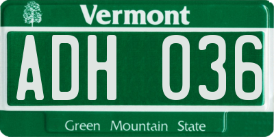 VT license plate ADH036