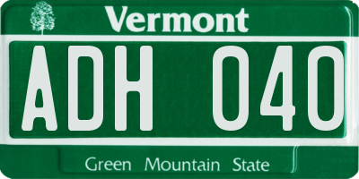 VT license plate ADH040