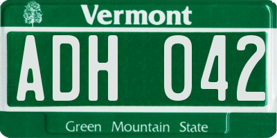 VT license plate ADH042