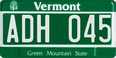 VT license plate ADH045