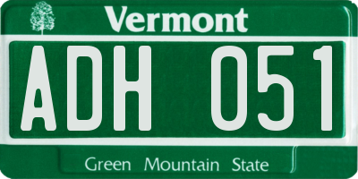 VT license plate ADH051