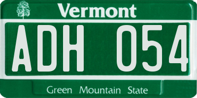 VT license plate ADH054