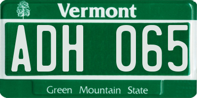VT license plate ADH065