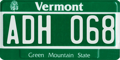 VT license plate ADH068