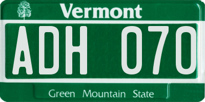 VT license plate ADH070