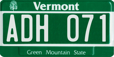 VT license plate ADH071