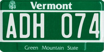 VT license plate ADH074