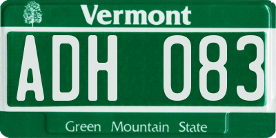 VT license plate ADH083