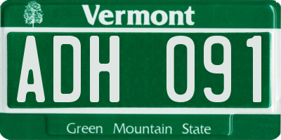 VT license plate ADH091