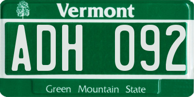 VT license plate ADH092