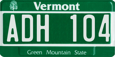 VT license plate ADH104