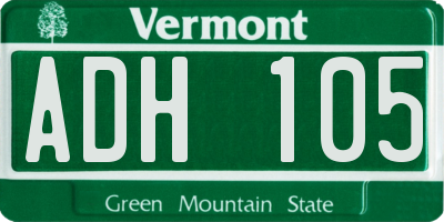 VT license plate ADH105