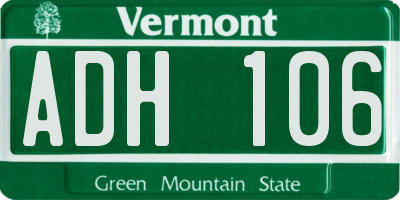 VT license plate ADH106
